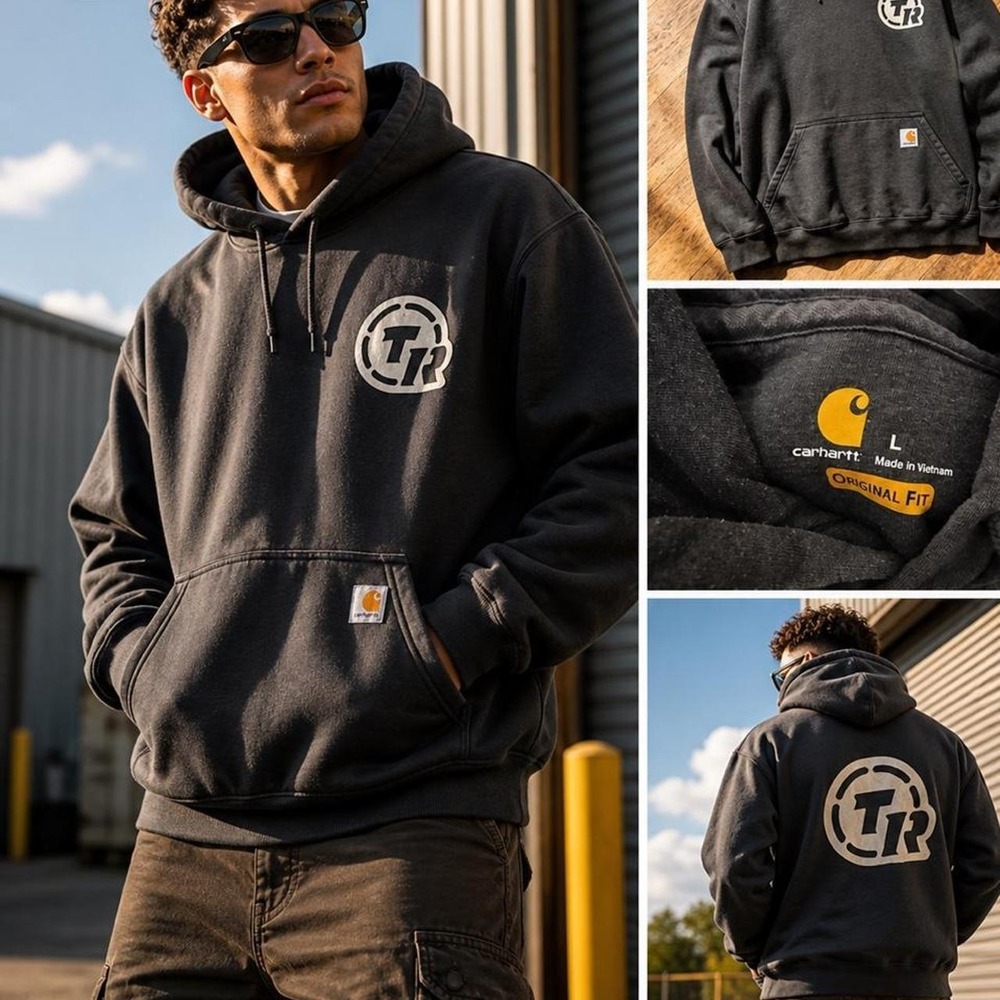 Carhartt Gray Hoodie Men's Size L Original Fit Heavyweight Workwear Pullover